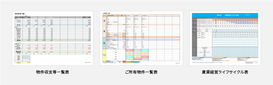 物件収支等一覧表 ご所有物件一覧表 賃貸経営ライフサイクル表